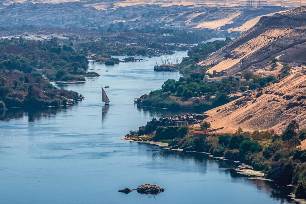 Nile River in the city of Aswan 
